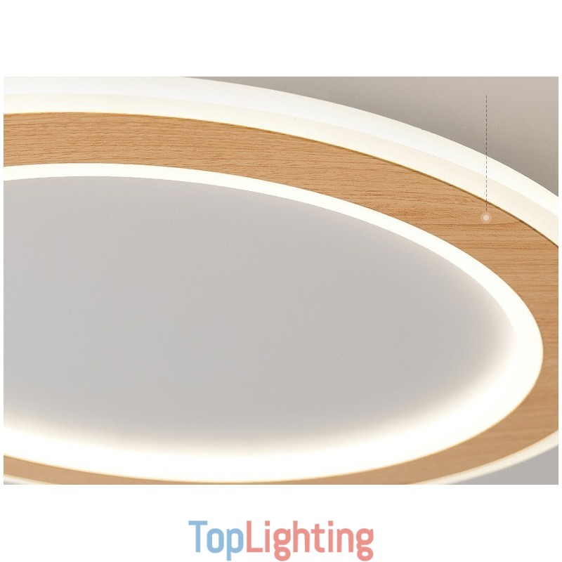 Round Wood Modern Flush Mount Ceiling Light Indoor Lighting Fixture