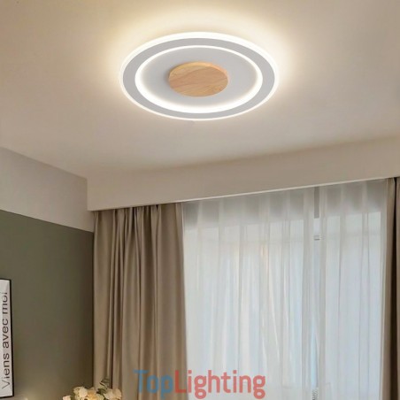 Round Wood Modern Flush Mount Ceiling Light Indoor Lighting Fixture Round Wood Modern Flush Mount Ceiling Light Indoor Lighting Fixture