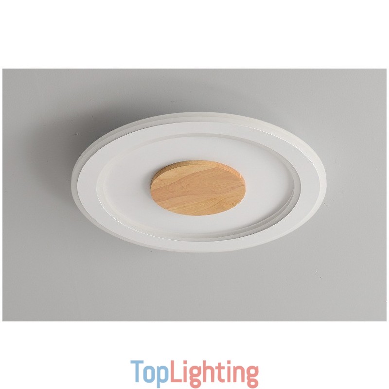 Round Wood Modern Flush Mount Ceiling Light Indoor Lighting Fixture