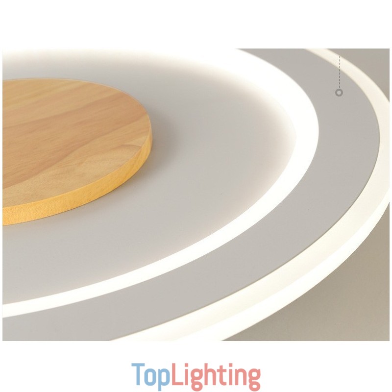 Round Wood Modern Flush Mount Ceiling Light Indoor Lighting Fixture