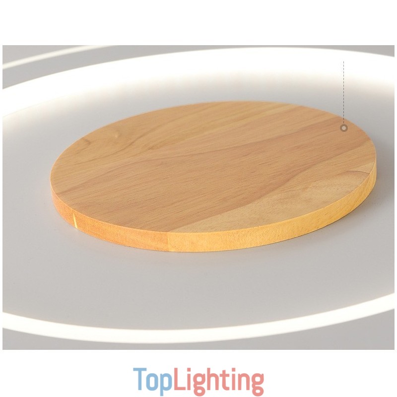 Round Wood Modern Flush Mount Ceiling Light Indoor Lighting Fixture