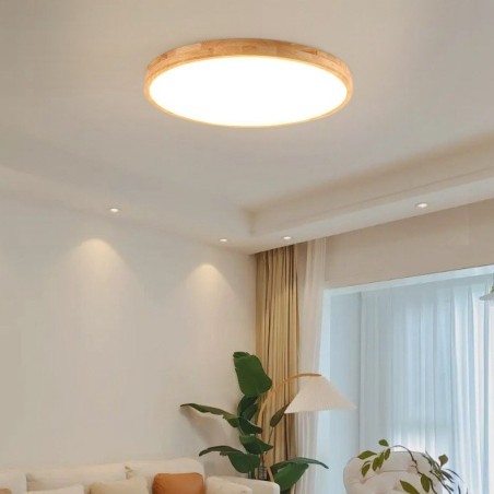 Round Wood Modern Flush Mount Ceiling Light Indoor Lighting Fixture Round Wood Modern Flush Mount Ceiling Light Indoor Lighting Fixture