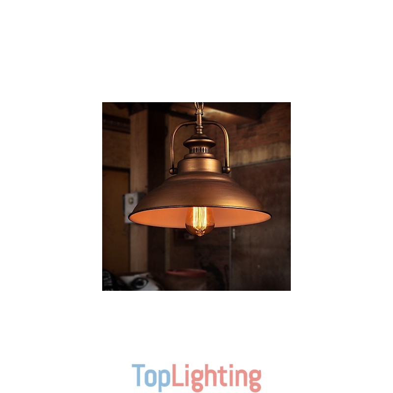 Retro Pendant Light with Metal Umbrella Shade in Old Factory Style
