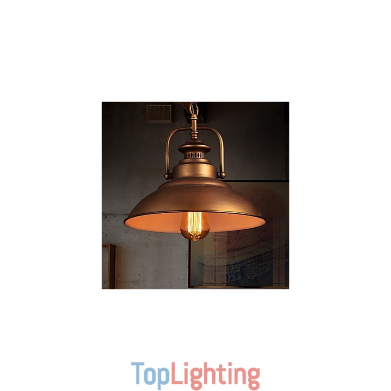 Retro Pendant Light with Metal Umbrella Shade in Old Factory Style