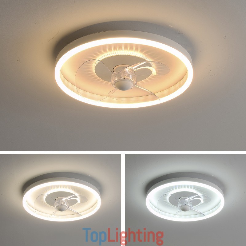 Modern Round Ultra thin Silent Invisible Full Spectrum Eye Protection Dimmable Flush Mounted Fan Light
