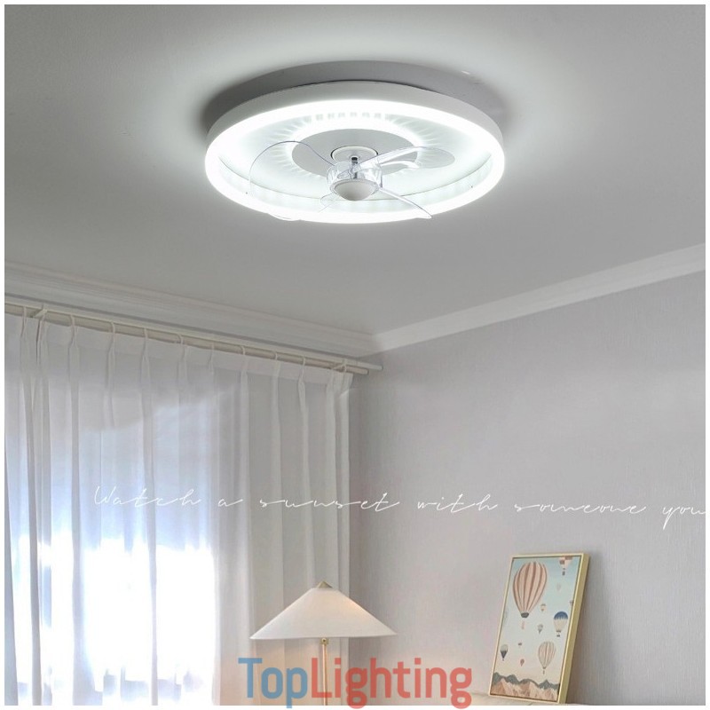 Modern Round Ultra thin Silent Invisible Full Spectrum Eye Protection Dimmable Flush Mounted Fan Light