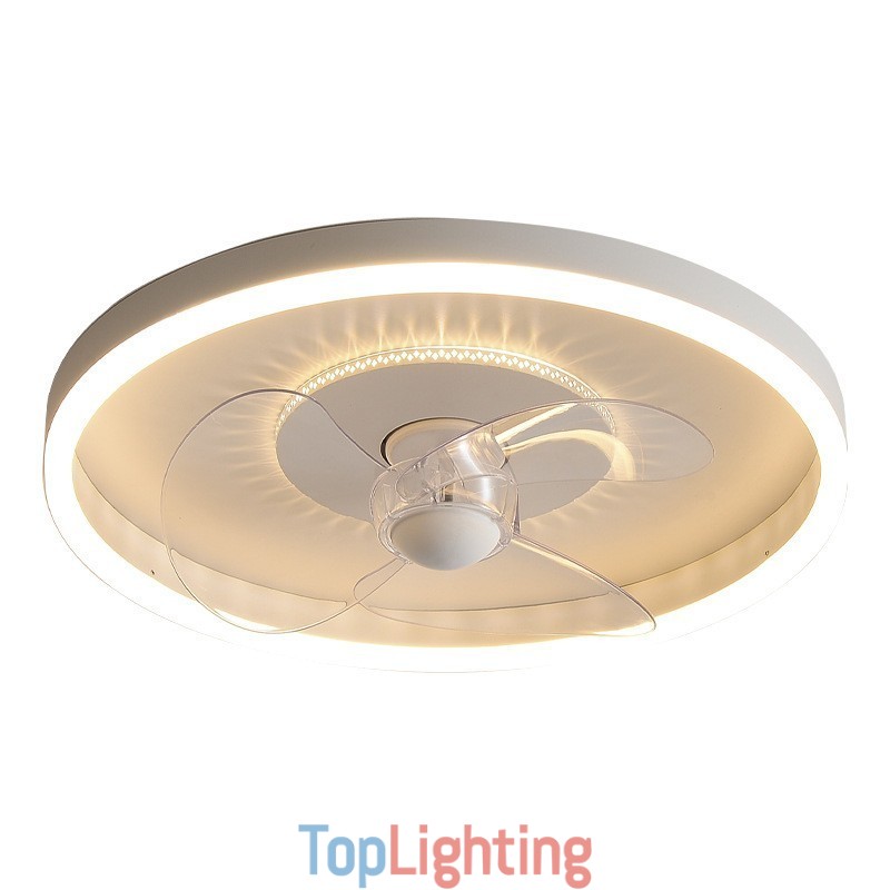 Modern Round Ultra thin Silent Invisible Full Spectrum Eye Protection Dimmable Flush Mounted Fan Light