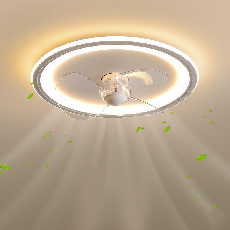 Nordic Round Ultra thin Silent Invisible Dimmable Flush Mounted Fan Light Full Spectrum Eye Protection