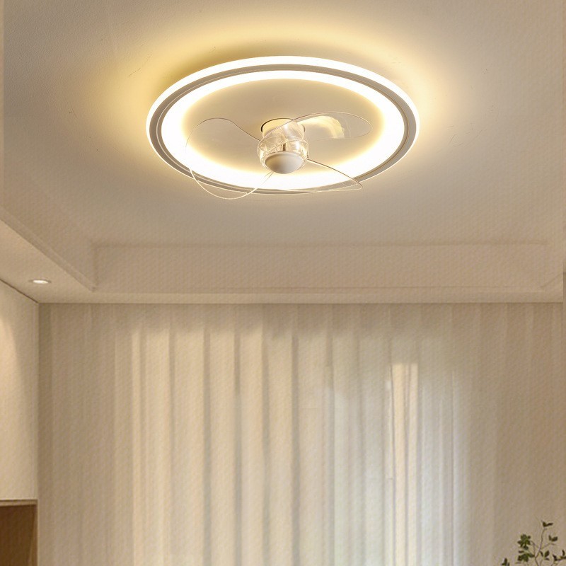 Nordic Round Ultra thin Silent Invisible Dimmable Flush Mounted Fan Light Full Spectrum Eye Protection