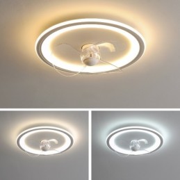 Nordic Round Ultra thin Silent Invisible Dimmable Flush Mounted Fan Light Full Spectrum Eye Protection