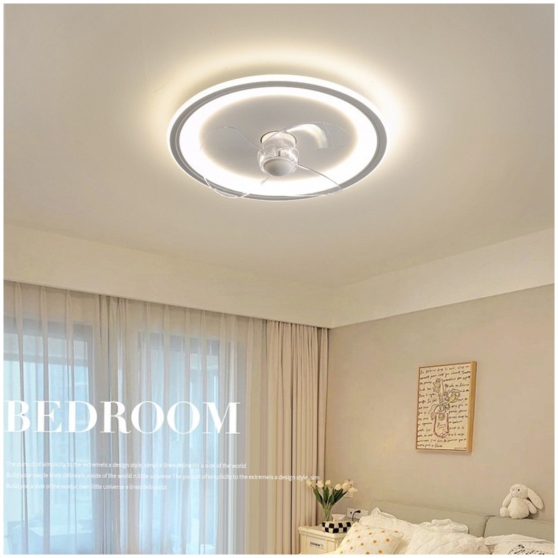 Nordic Round Ultra thin Silent Invisible Dimmable Flush Mounted Fan Light Full Spectrum Eye Protection