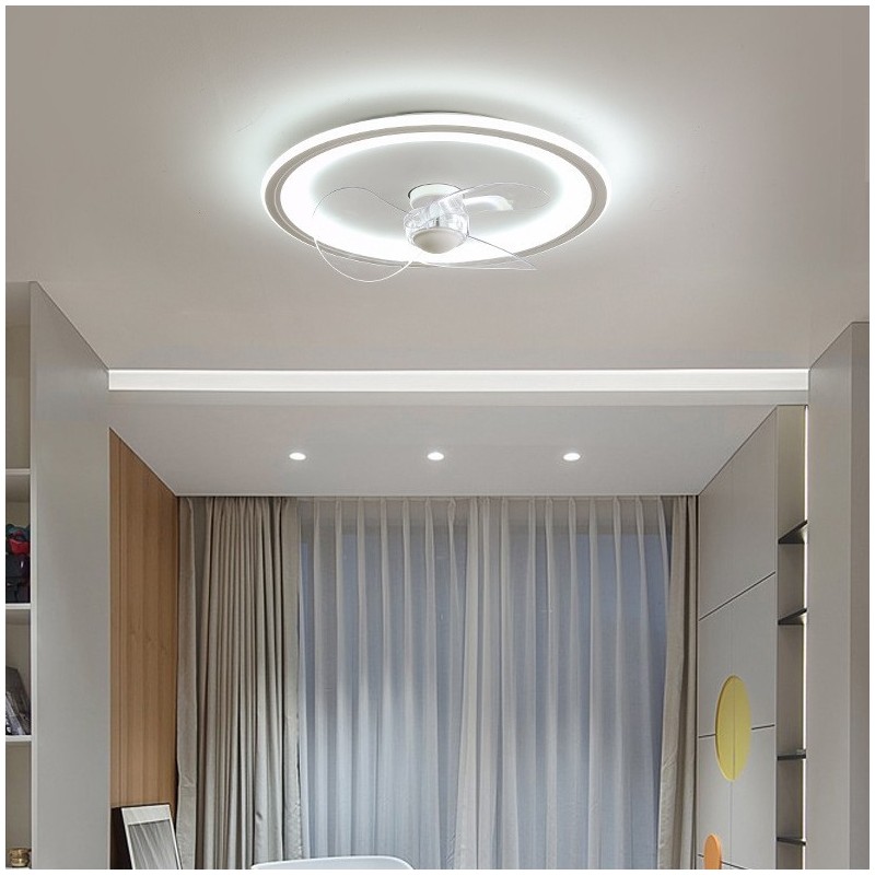 Nordic Round Ultra thin Silent Invisible Dimmable Flush Mounted Fan Light Full Spectrum Eye Protection