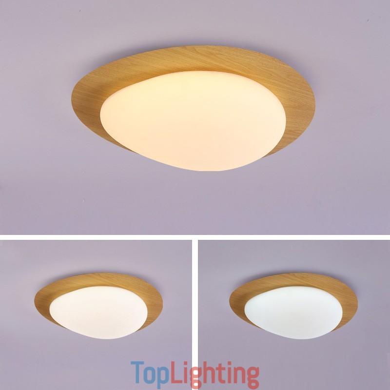 Dimmable Full Spectrum Eye Protection Nordic Log Grain Pebble Ceiling Light