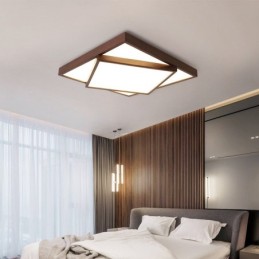 Two Tiers Square Black Walnut Wood Modern Contemporary Nordic Style Flush Mount Wood Ceiling Light Also Can Be Used As Wall Light