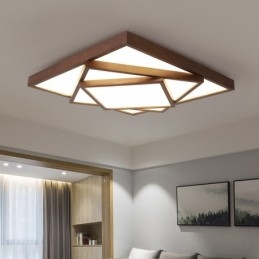 3 Tiers Square Black Walnut Wood Modern Contemporary Nordic Style Flush Mount Wood Ceiling Light Also Can Be Used As Wall Light