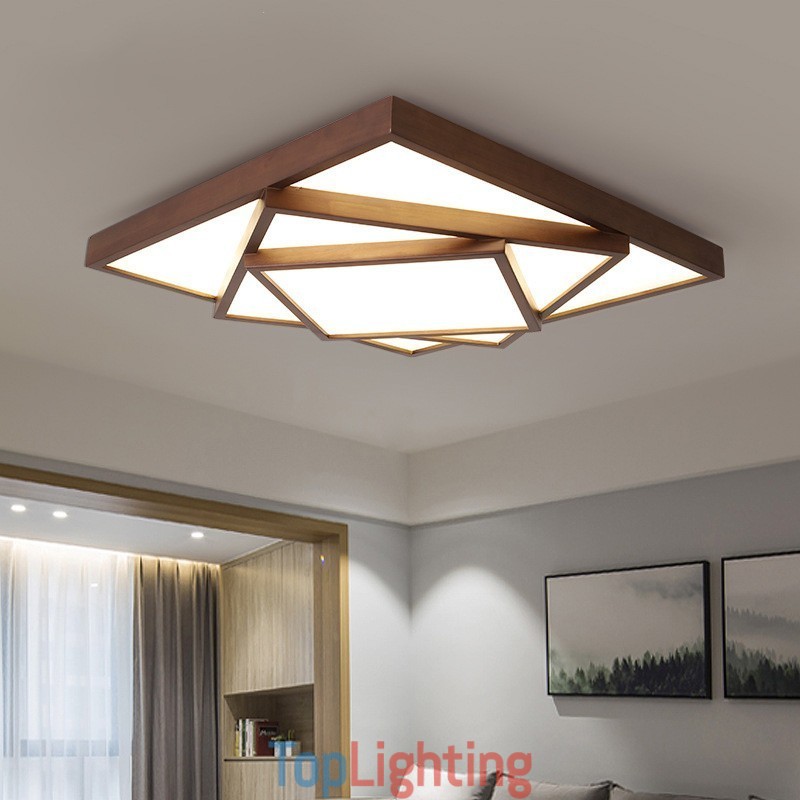 3 Tiers Square Black Walnut Wood Modern Contemporary Nordic Style Flush Mount Wood Ceiling Light Also Can Be Used As Wall Light