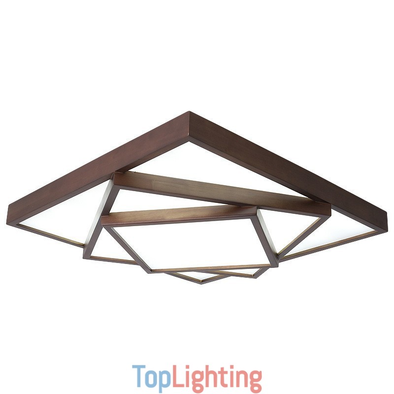 3 Tiers Square Black Walnut Wood Modern Contemporary Nordic Style Flush Mount Wood Ceiling Light Also Can Be Used As Wall Light