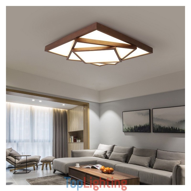 3 Tiers Square Black Walnut Wood Modern Contemporary Nordic Style Flush Mount Wood Ceiling Light Also Can Be Used As Wall Light