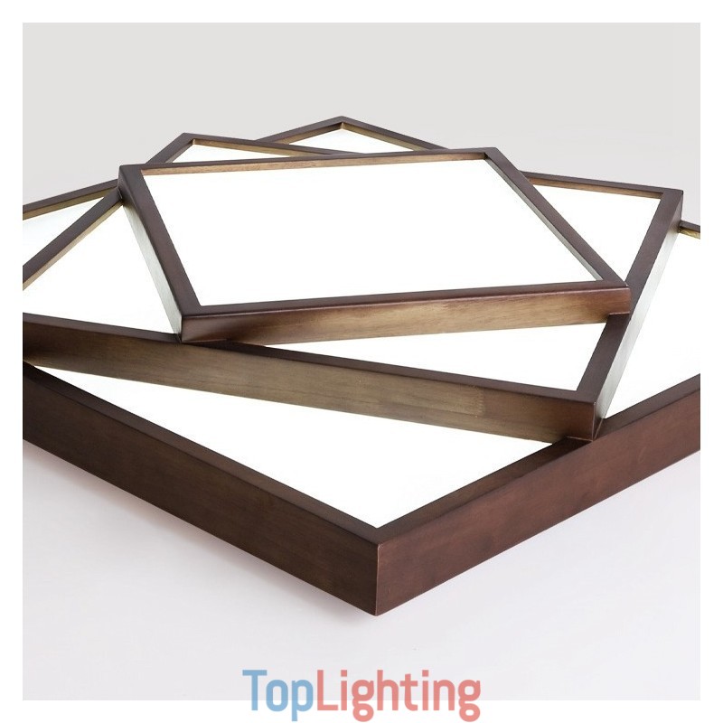 3 Tiers Square Black Walnut Wood Modern Contemporary Nordic Style Flush Mount Wood Ceiling Light Also Can Be Used As Wall Light
