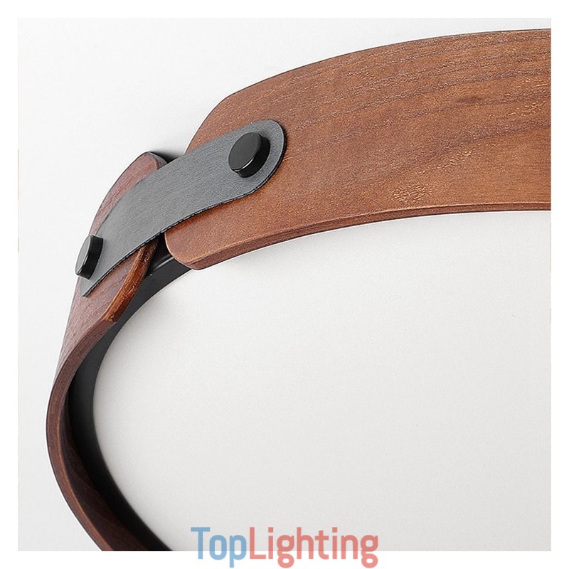 Nordic Round Simple Black Walnut Wood Flush Mounted Ceiling Light