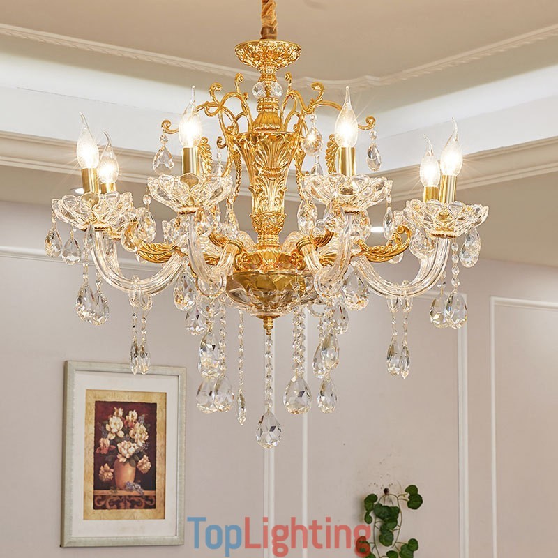 6 Light 8 Light Luxury Gold Colour Crystal Candle Chandelier
