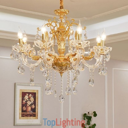 6 Light 8 Light Luxury Gold Colour Crystal Candle Chandelier 6 Light 8 Light Luxury Gold Colour Crystal Candle Chandelier