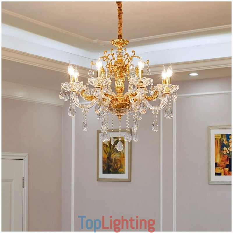 6 Light 8 Light Luxury Gold Colour Crystal Candle Chandelier