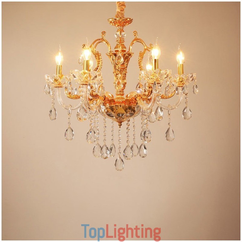 6 Light 8 Light Luxury Gold Colour Crystal Candle Chandelier