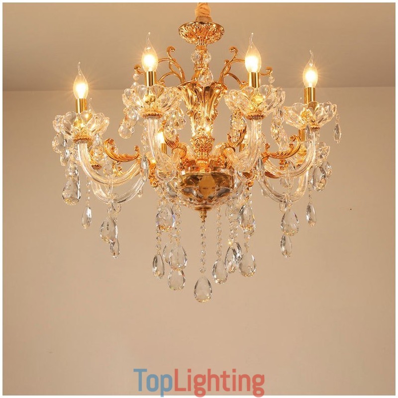 6 Light 8 Light Luxury Gold Colour Crystal Candle Chandelier