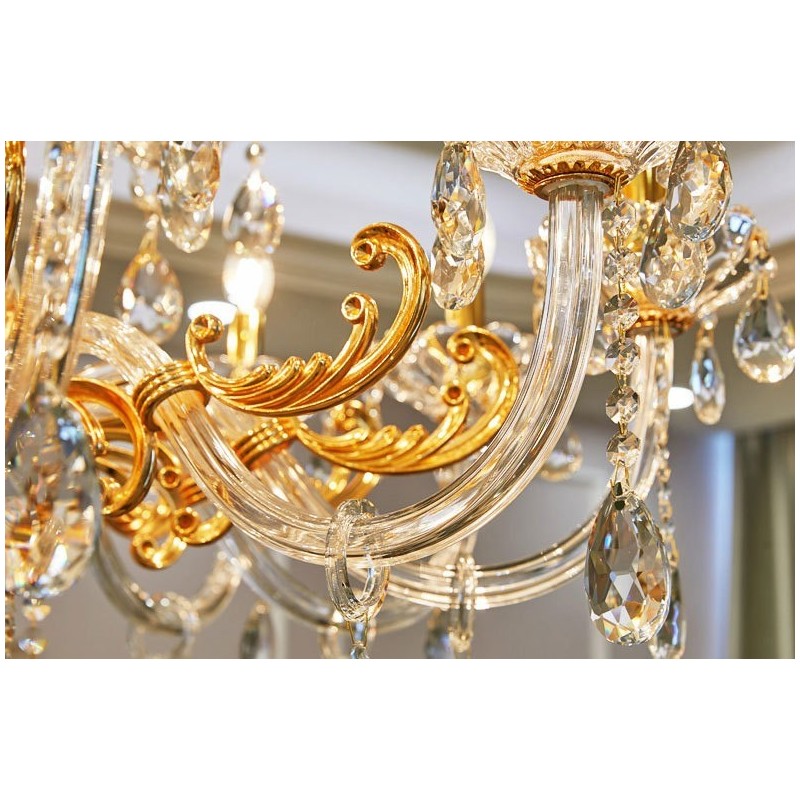 18 Light Two Tiers Luxury Gold Colour Crystal Candle Chandelier
