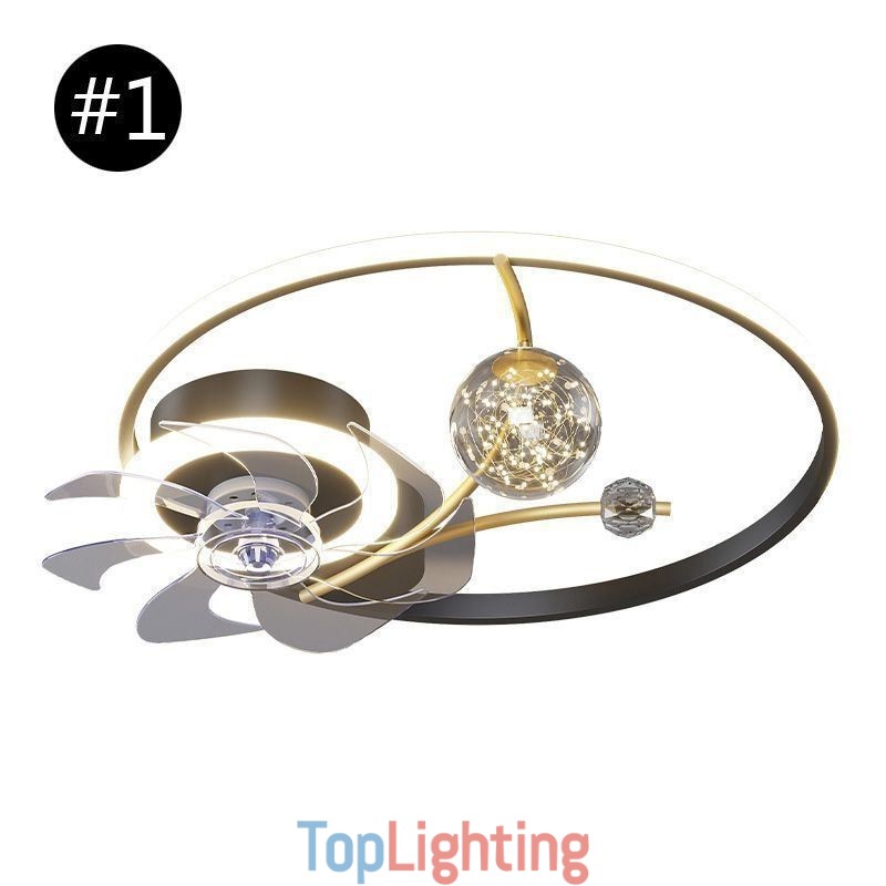 Ceiling Fan with Lights Decor Ventilator Lamp Acrylic