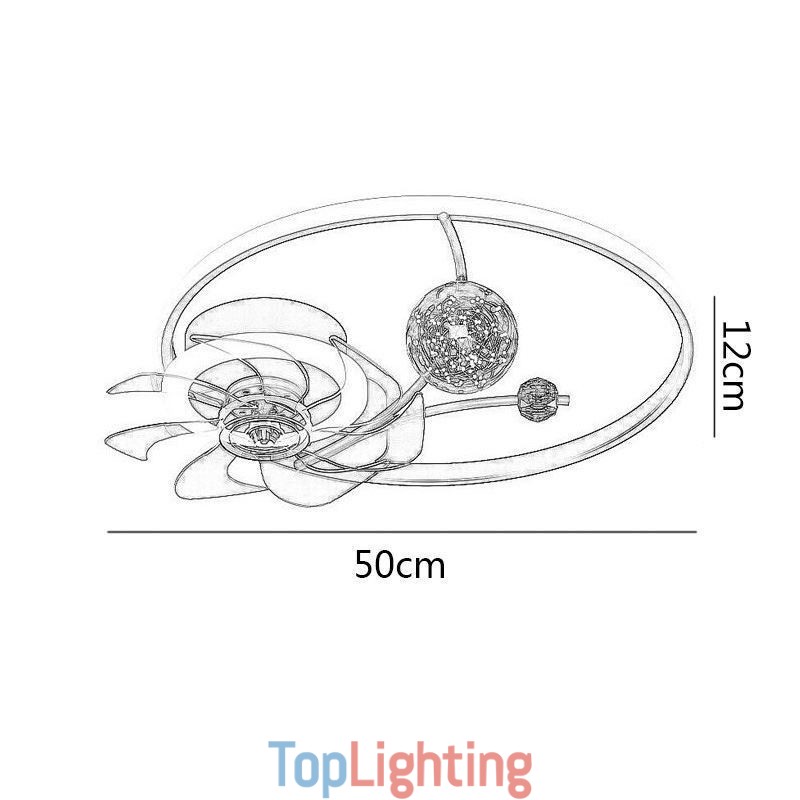 Ceiling Fan with Lights Decor Ventilator Lamp Acrylic
