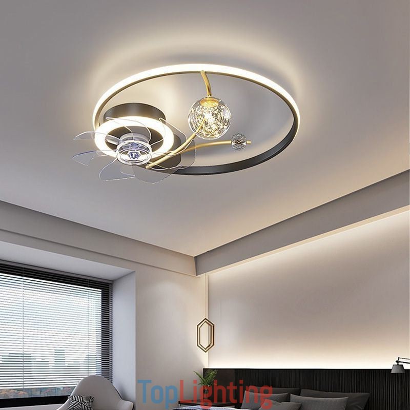 Ceiling Fan with Lights Decor Ventilator Lamp Acrylic
