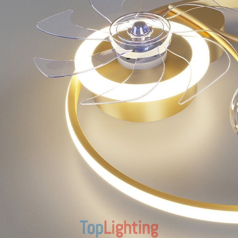 Ceiling Fan with Lights Decor Ventilator Lamp Acrylic