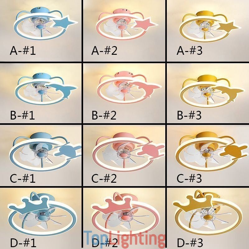 Cartoon Ceiling Fan Light Creative Ceiling Lamp Kid's