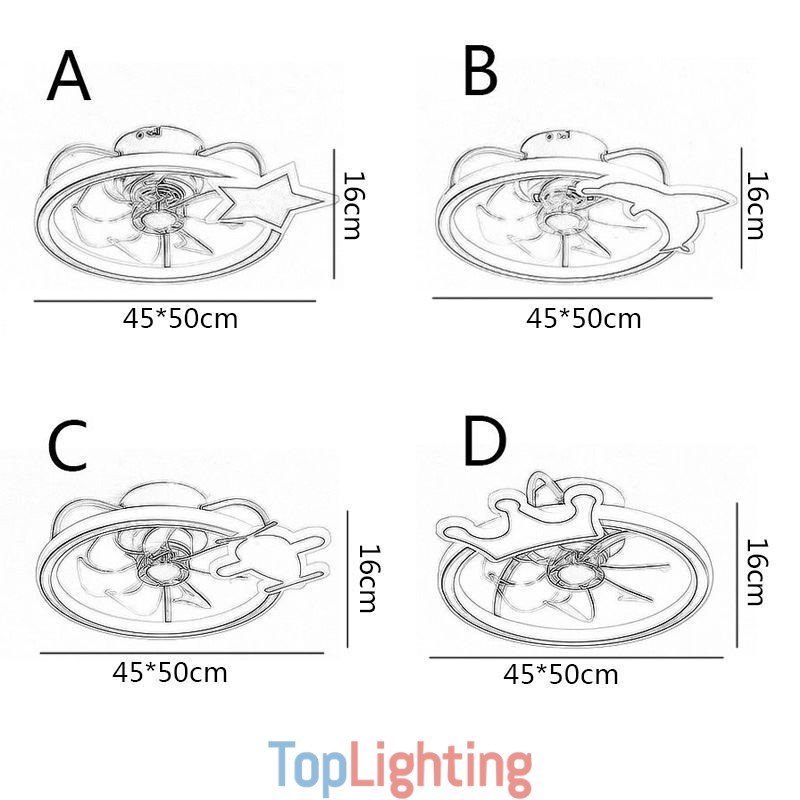 Cartoon Ceiling Fan Light Creative Ceiling Lamp Kid's