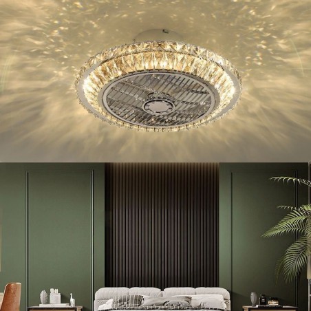 Crystal Ceiling Fan Light Gold Round Ceiling Lamp Crystal Ceiling Fan Light Gold Round Ceiling Lamp