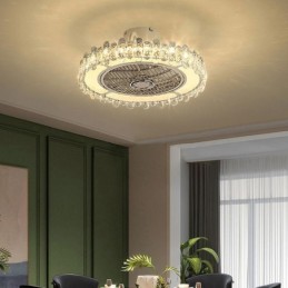 Crystal Ceiling Fan Light Gold Round Ceiling Lamp