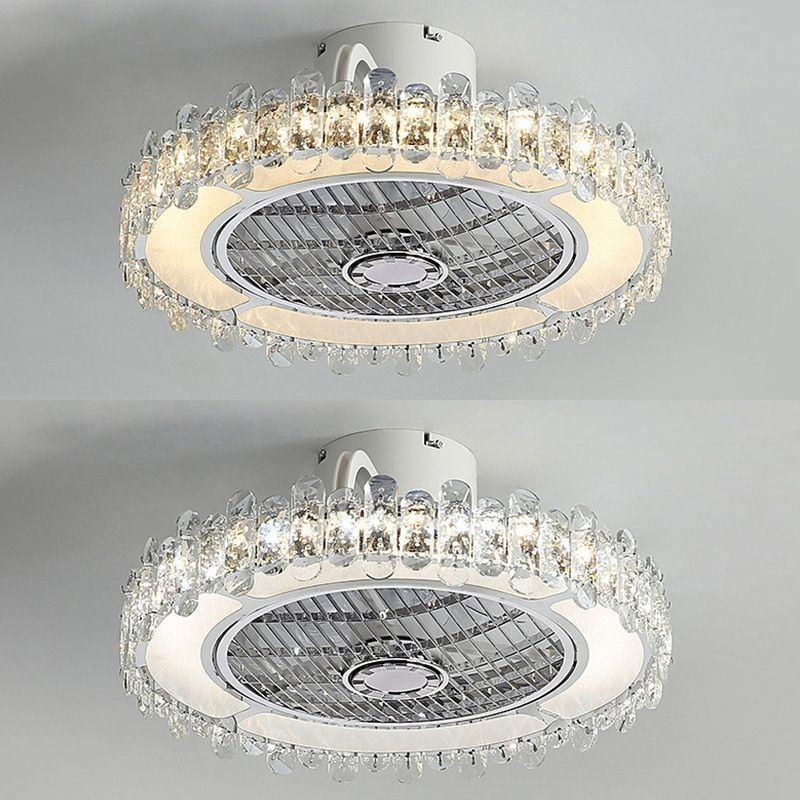 Crystal Ceiling Fan Light Gold Round Ceiling Lamp