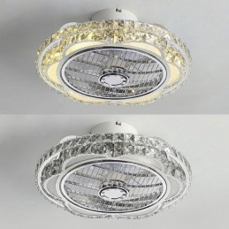 Crystal Ceiling Fan Light Gold Round Ceiling Lamp