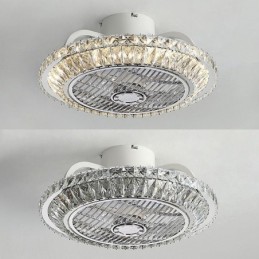 Crystal Ceiling Fan Light Gold Round Ceiling Lamp