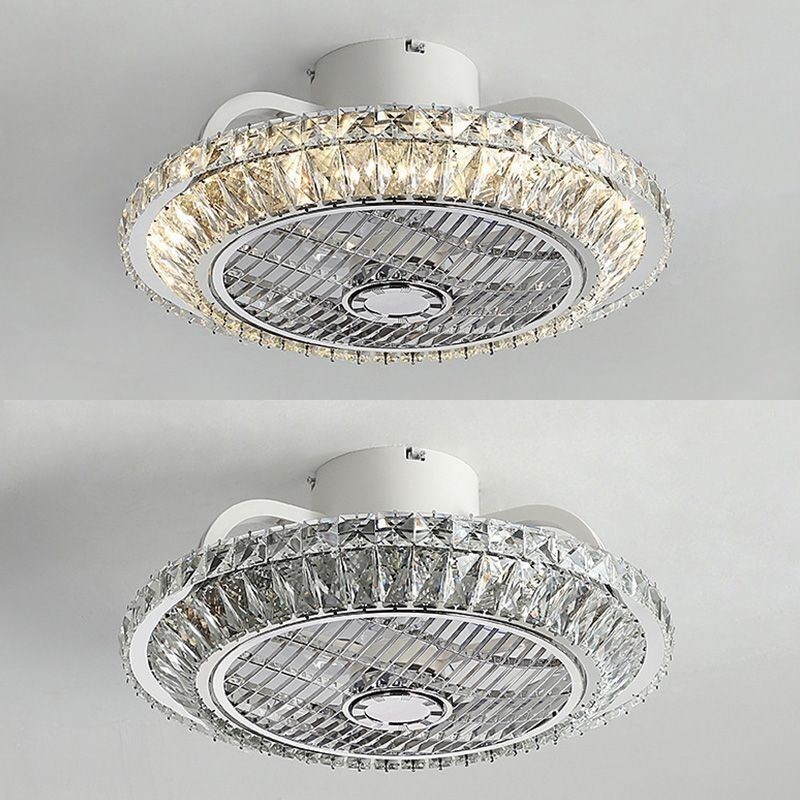 Crystal Ceiling Fan Light Gold Round Ceiling Lamp