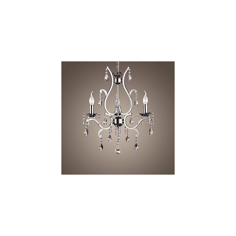 Crystal Chandelier with 3 Lights in Metal