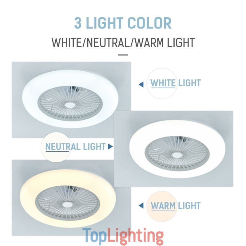 Fan Ceiling Light Trichromatic Dimming with Remote Control 3 Speed