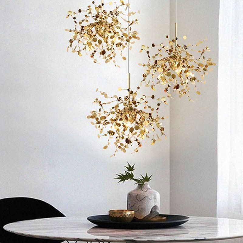 Sequin Chandelier Stainless Steel Pendant Lighting Dining