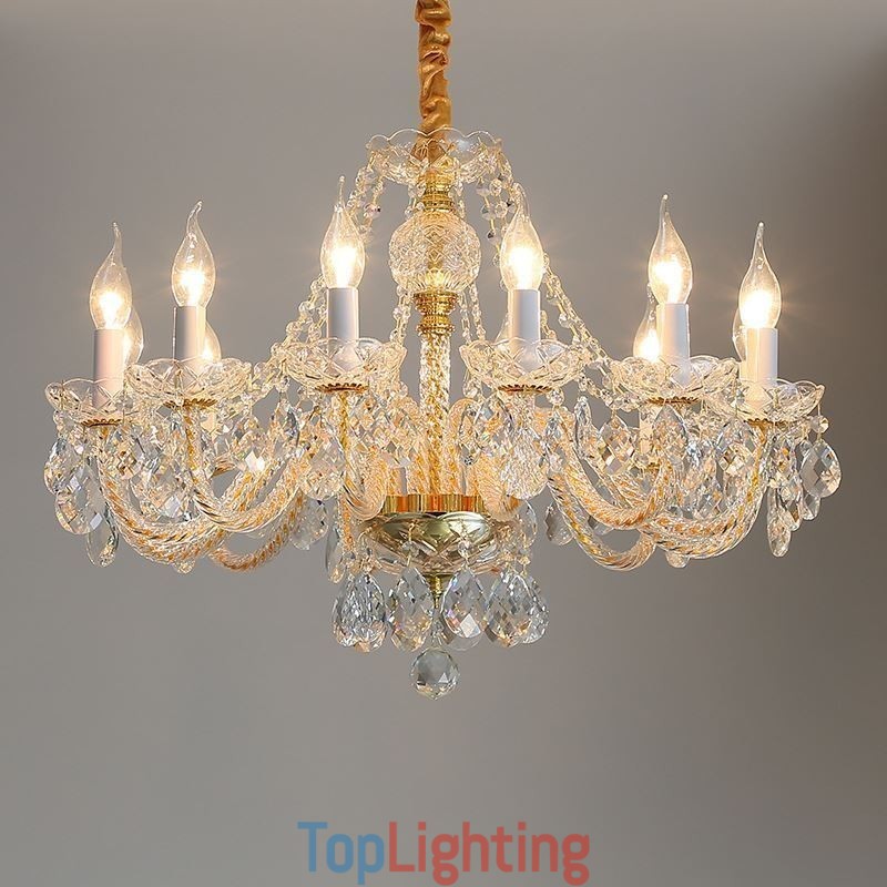 Transparent Crystal Chandelier European Gold Body Luxury Decrative Ceiling Light