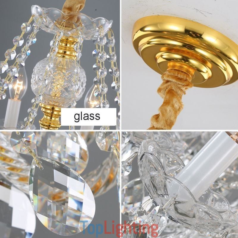 Transparent Crystal Chandelier European Gold Body Luxury Decrative Ceiling Light