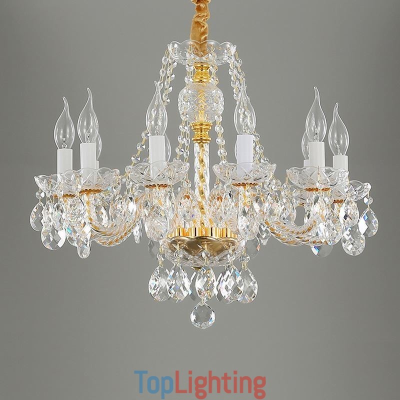 Transparent Crystal Chandelier European Gold Body Luxury Decrative Ceiling Light