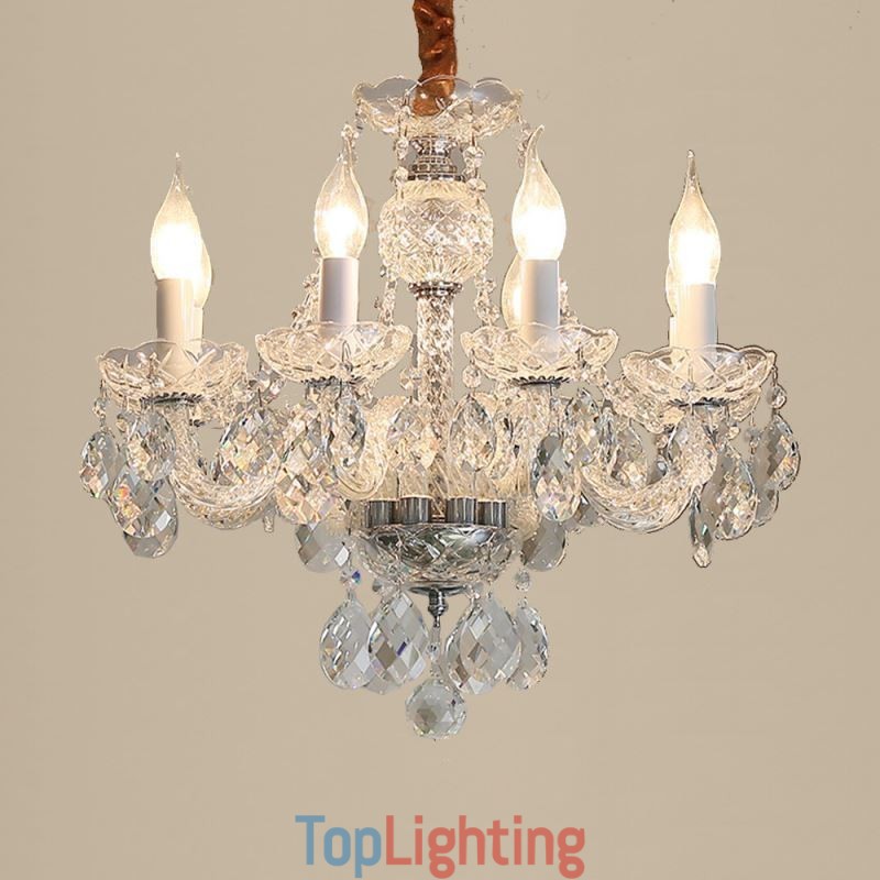 European Clear Crystal Chandelier Glass Light Body 8 Lights