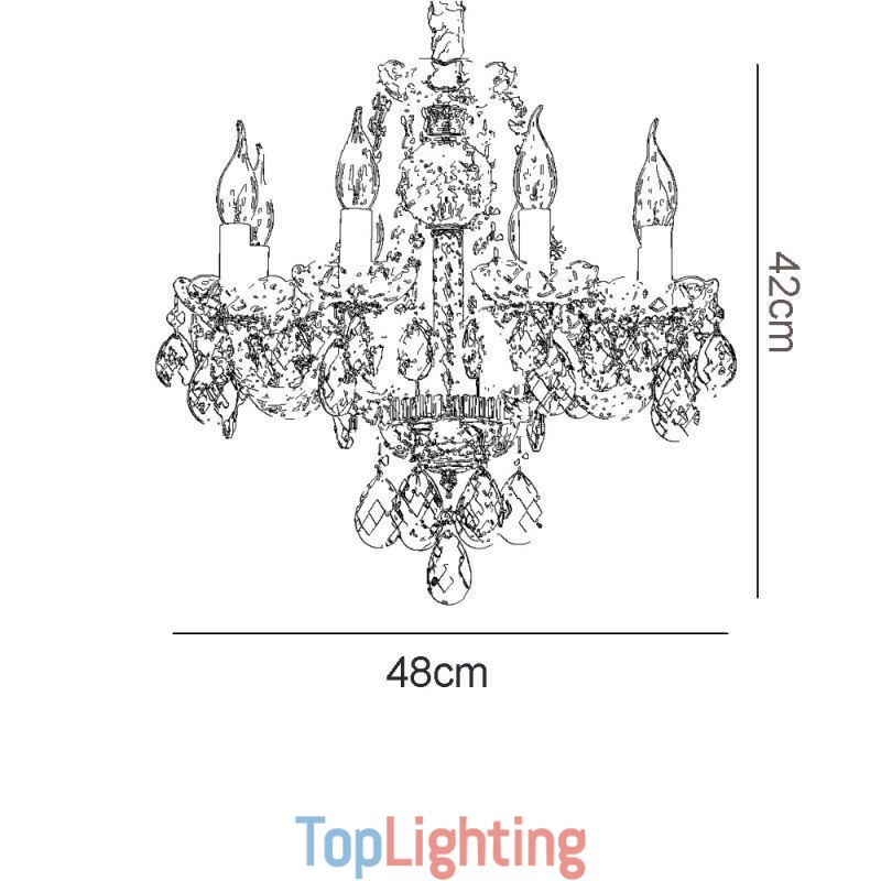 European Clear Crystal Chandelier Glass Light Body 8 Lights